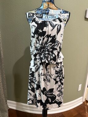 Lascana Black & White Floral Midi Halter Dress